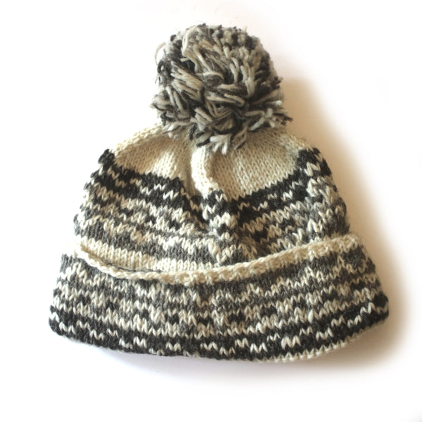 nordic knit wool bobble hat