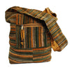 orange striped woven cotton shoulder bag