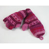 nordic stripe pink wool fingerless gloves with mitten flap