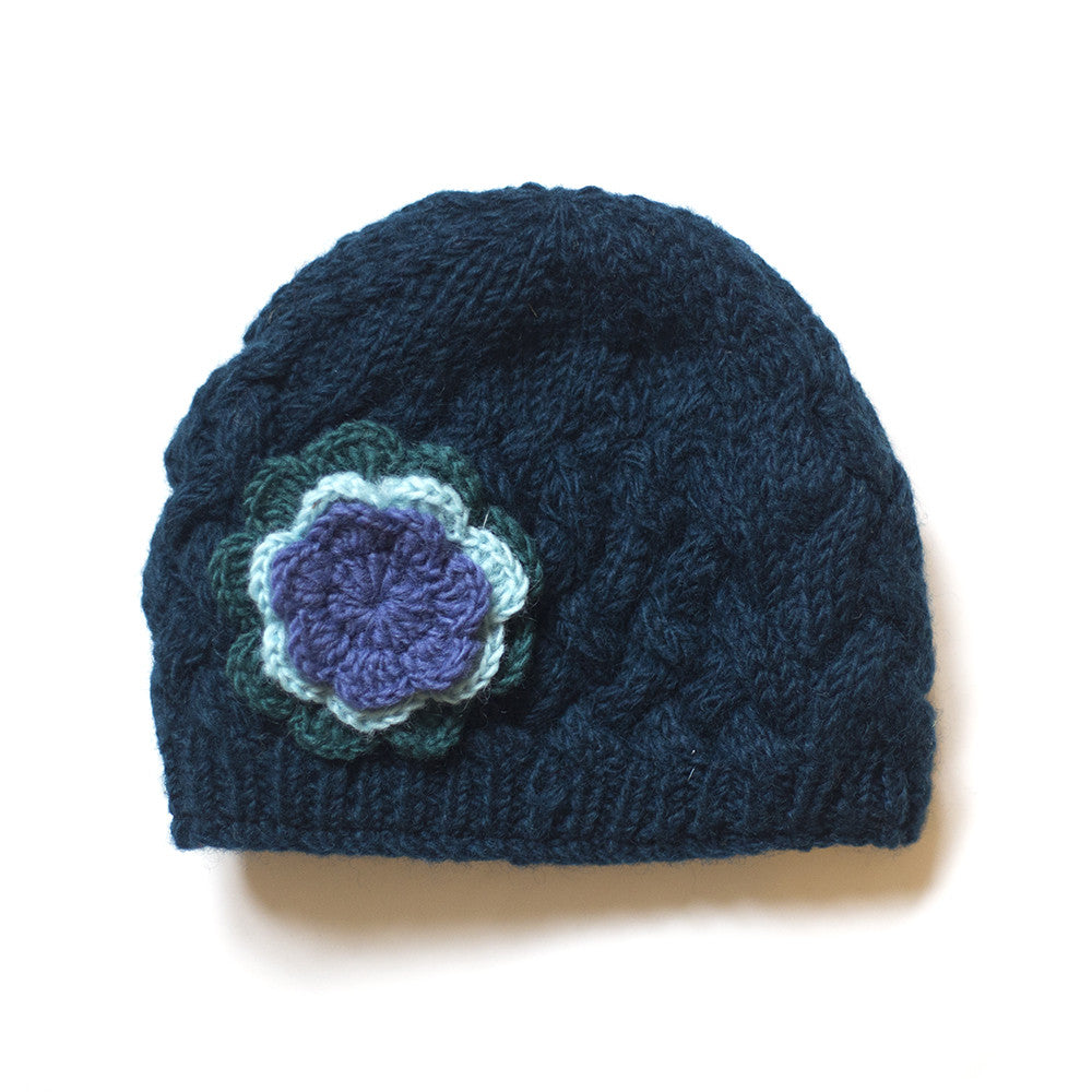 Women's Super Soft Flower Accent Knit Beanie - Slouchy Winter Hat, One Size Fits All
