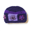 purple felt flower knitted wool women's beanie hat