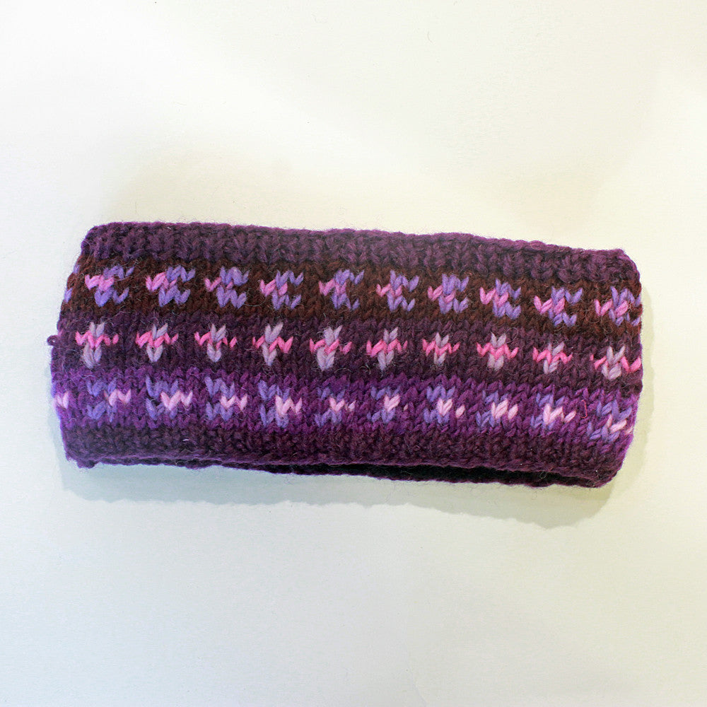 purple nordic knit wool headband