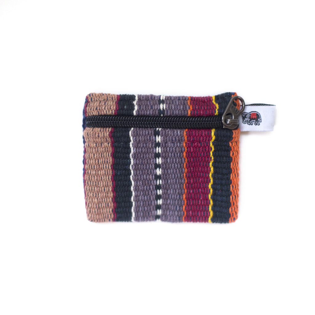 fair trade ember striped gehri cotton coin purse from Nepal