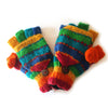 rainbow stripe nordic knit wool gloves with mitten flap
