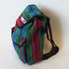 fair trade mini rucksack in red and turquoise