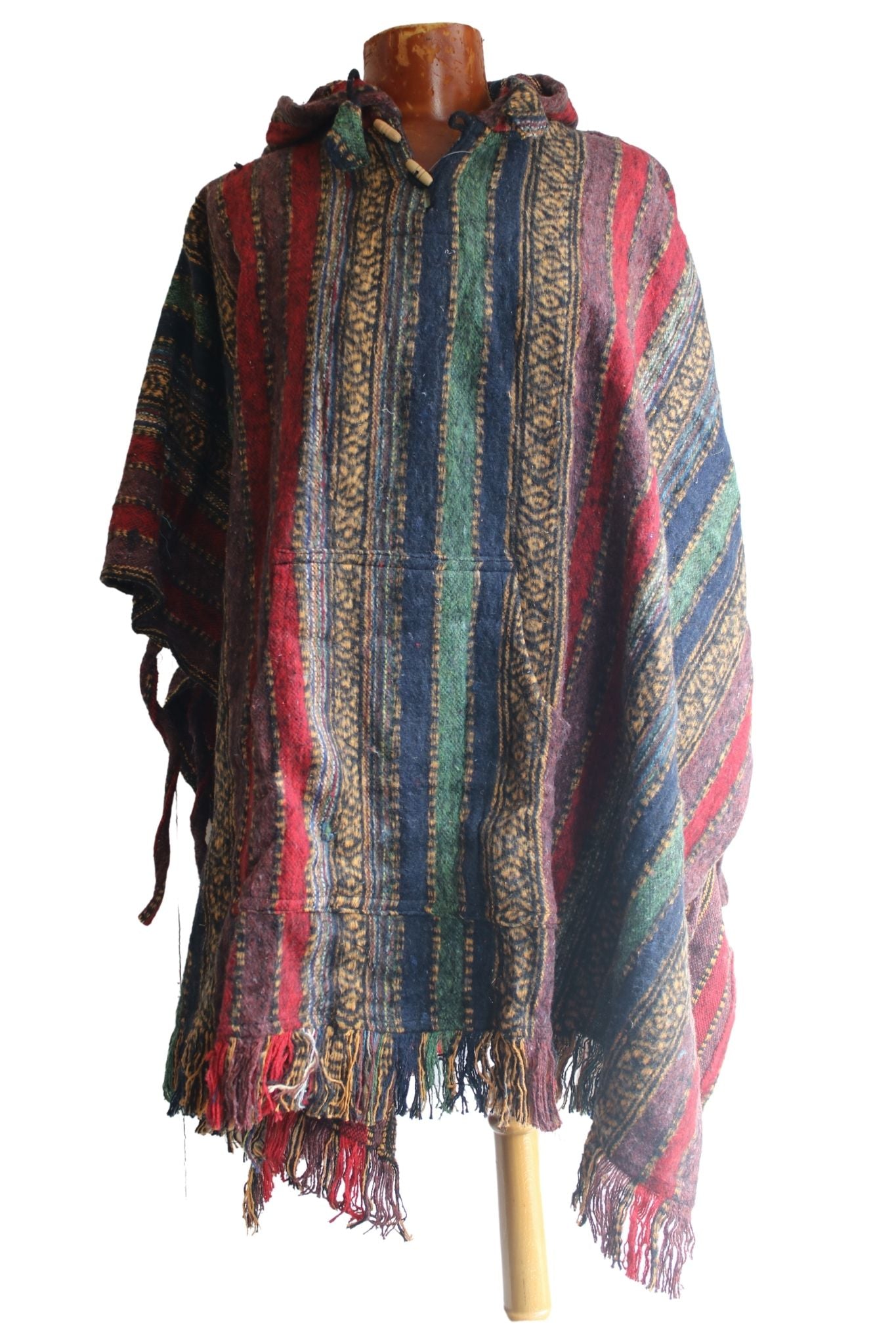 thumbnail image 2 of Unisex LOUDelephant Poncho Hooded Robe – Cold Dip Gheri Cotton, Warm Woven, Nepal 2 of 5