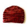 red rib knit wool beanie hat 