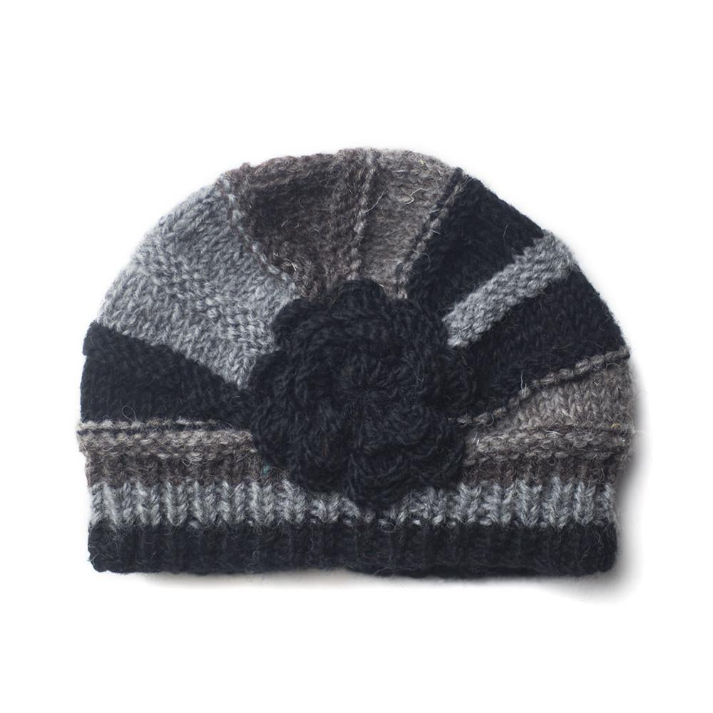 rib knit shell beanie hat in black and charcoal colours
