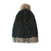 charcoal colour cable knit slouchy bobble hat 