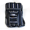 black and blue stripy fair trade rucksack