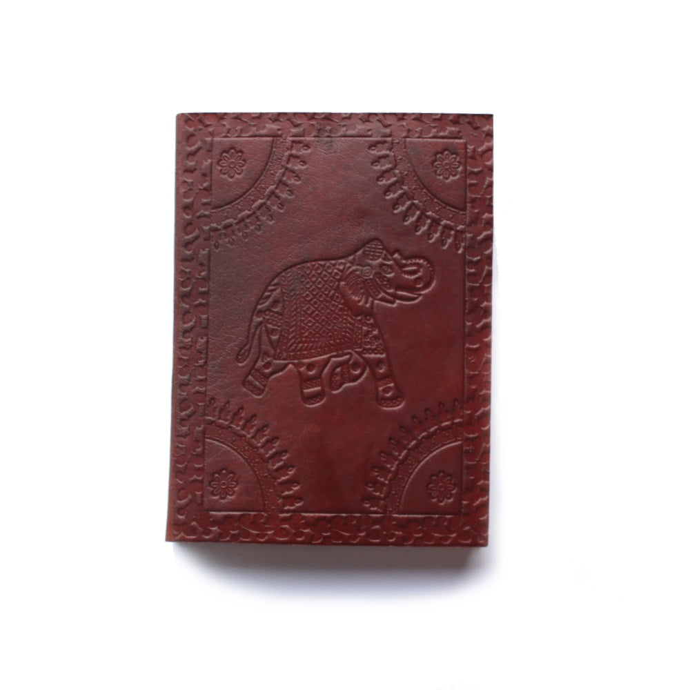elephant embossed small leather journal