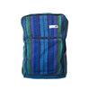 fair trade green purple colourful striped gehri cotton square hippy rucksack from Nepal