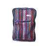 fair trade orange multi colourful striped gehri cotton square hippy rucksack from Nepal