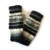 grey striped wool wrist warmers