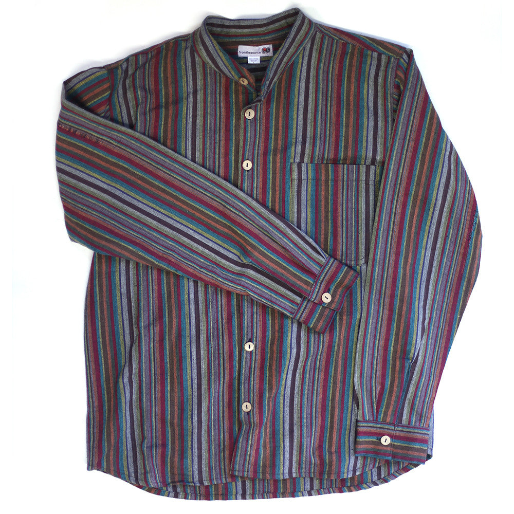 stripy men's grandad shirt