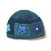 teal felt flower women's knitted wool beanie hat 