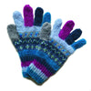 blue and pink nordic design hand knit gloves