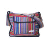 fair trade blue multi striped gehri cotton zip top shoulder bag from Nepal