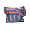 fair trade orange multi striped gehri cotton zip top shoulder bag from Nepal