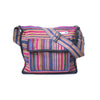 fair trade pink multi striped gehri cotton zip top shoulder bag from Nepal