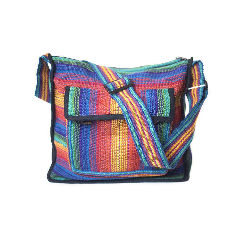 Gheri Cotton Fair Trade Zip Top Shoulder Bag Made in Nepal From The