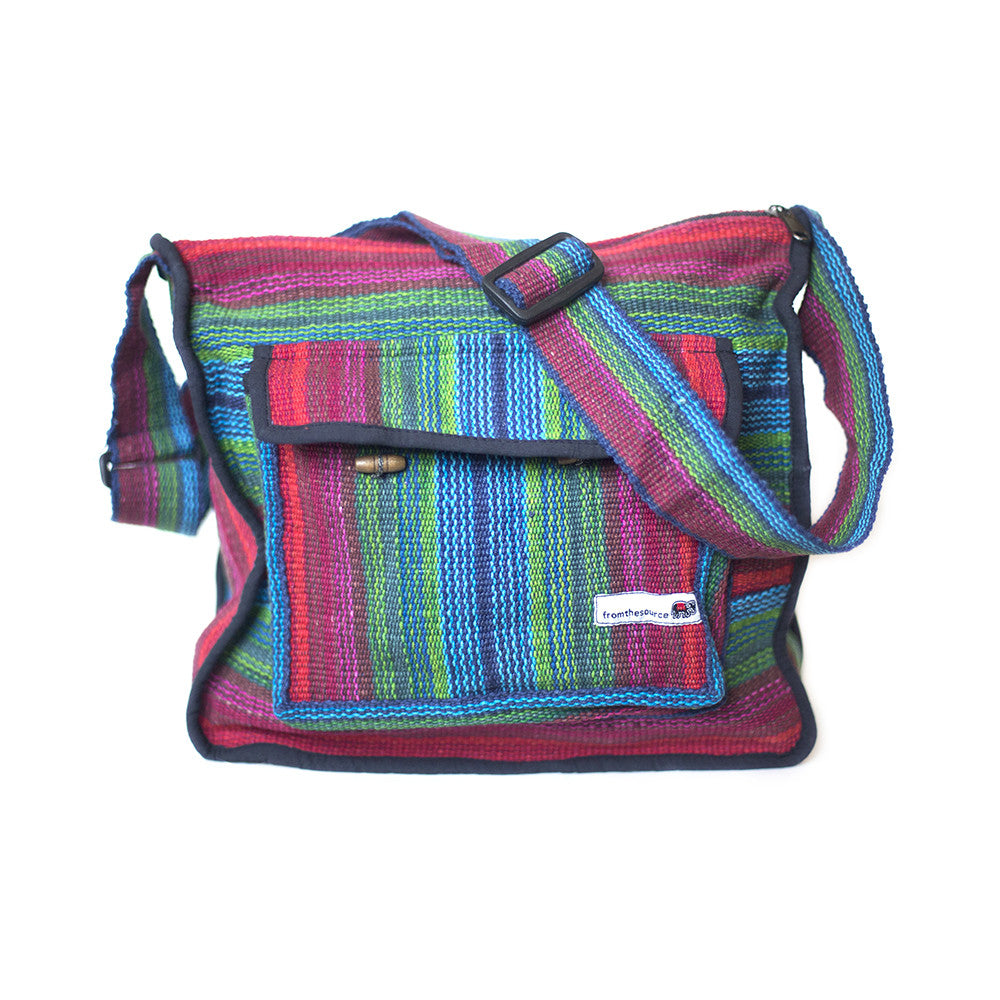 Gheri Cotton Fair Trade Zip Top Shoulder Bag Made in Nepal From The